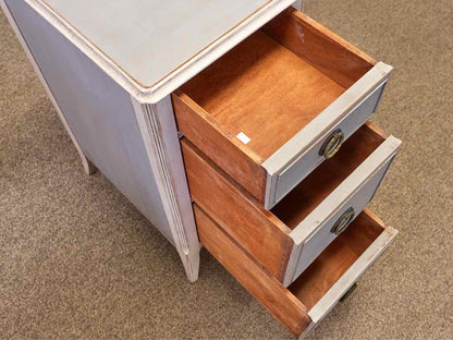 Pair of Rustic Narrow Nightstands in Blue & Grey