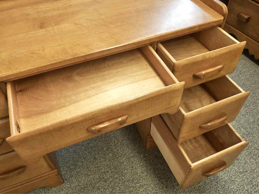 Thomas Beals Sugar Maple 7 Drawer Desk with Maple Gallery Top