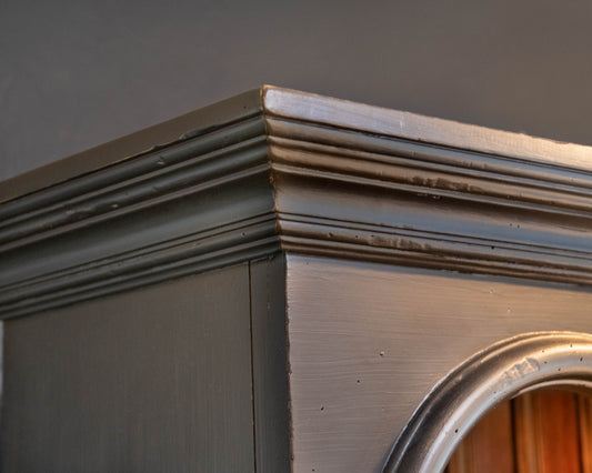 Drexel Double Arch Display Cabinet in Rustic Black