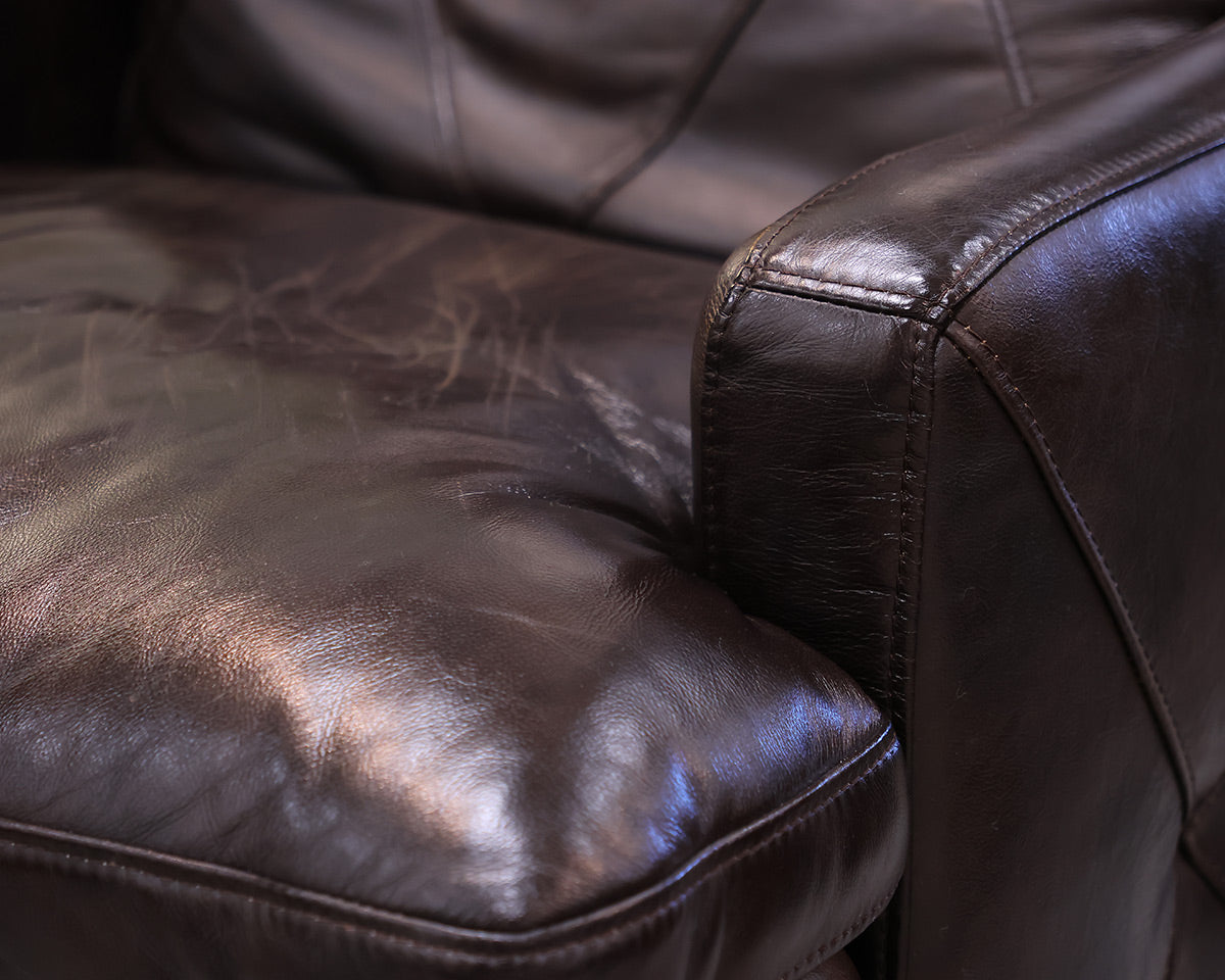 Dark Chocolate Leather Track Arm Chair