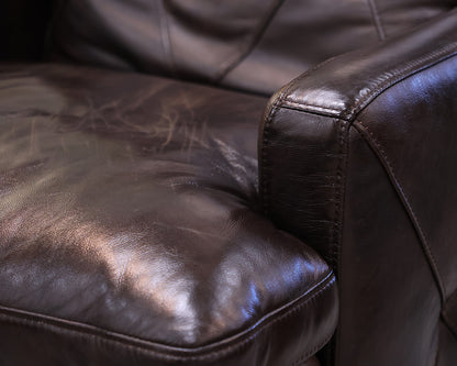 Dark Chocolate Leather Track Arm Chair