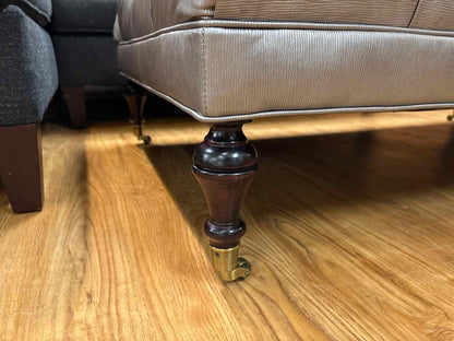 Silver Tufted Ottoman on Casters