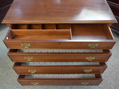 Mahogany 4 Drawer Chest with Brass Chippendale Hardware Pulls