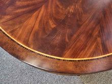 Mahogany Oval Inlaid Regency Double Pedestal  Dining Table