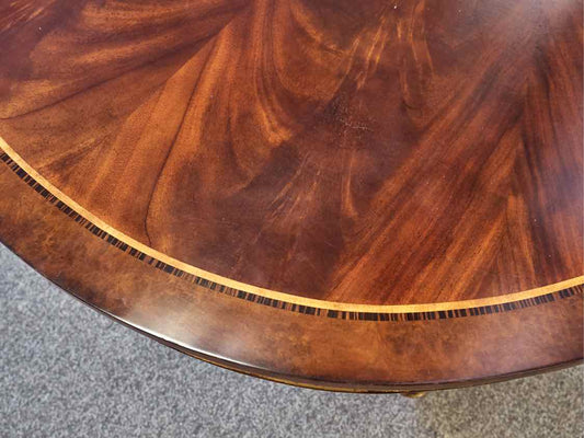 Mahogany Oval Inlaid Regency Double Pedestal  Dining Table