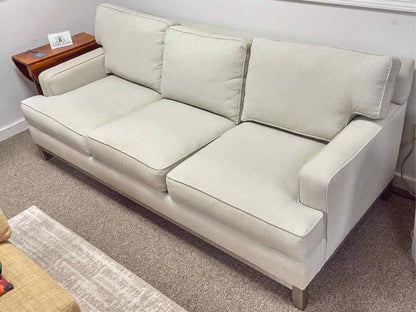 Ethan Allen Ivory with Teal Fleck Upholstery with Steel Base