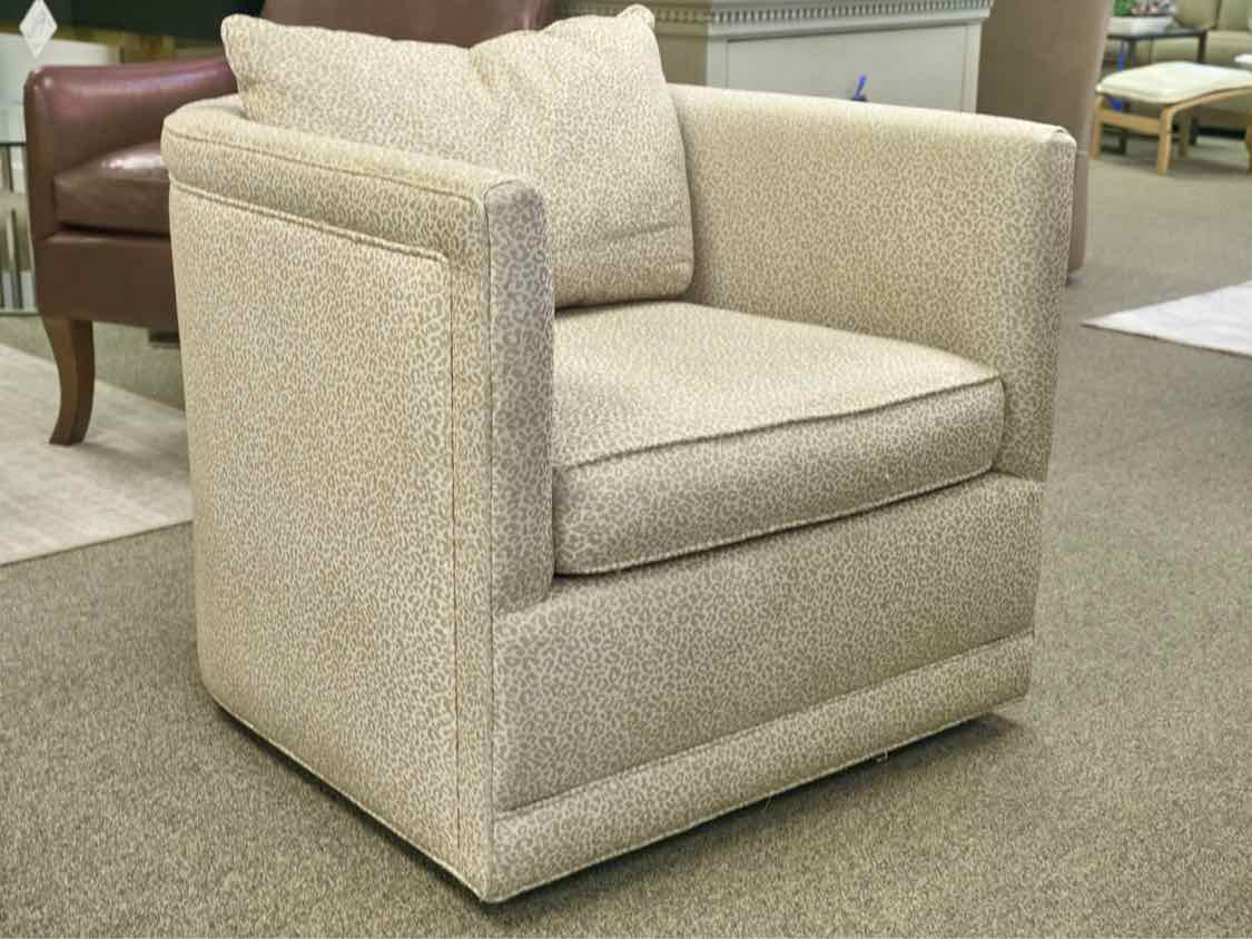 Pair of Boston Interiors Swivel Barrel Chairs in Cheetah Print
