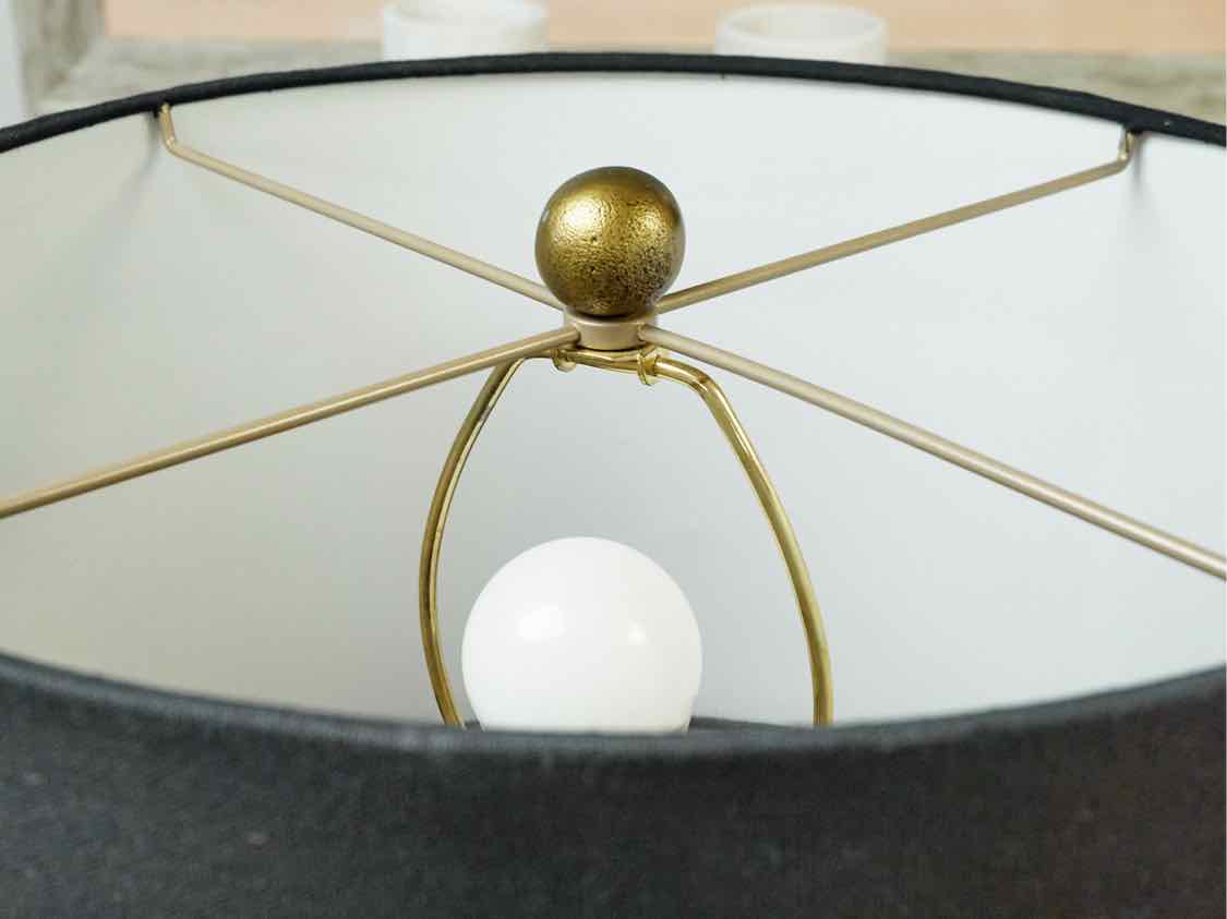 Pair of Glass & Brass Base Table Lamps