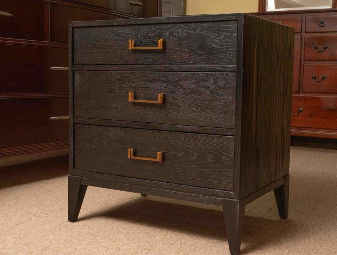 Restoration Hardware  Black  Finish 3 Drawer Nightstand