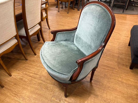 Pair of Soft Blue Velvet Arm Chairs