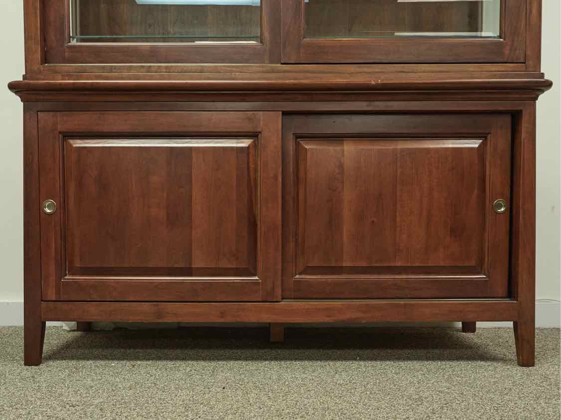 Kincaid Cherry Display Cabinet w/Glass Slide Doors& 3 Drawers & 2 shelf Cabinet