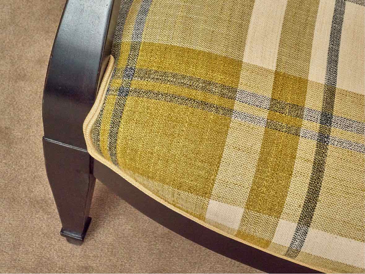 Pair of Ralph Lauren Chairs in Chartreuse Green & Ivory Plaid Upholstery