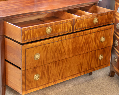 Paine Mahogany Bow Front Dresser W/ 3 Satin Wood Drawers