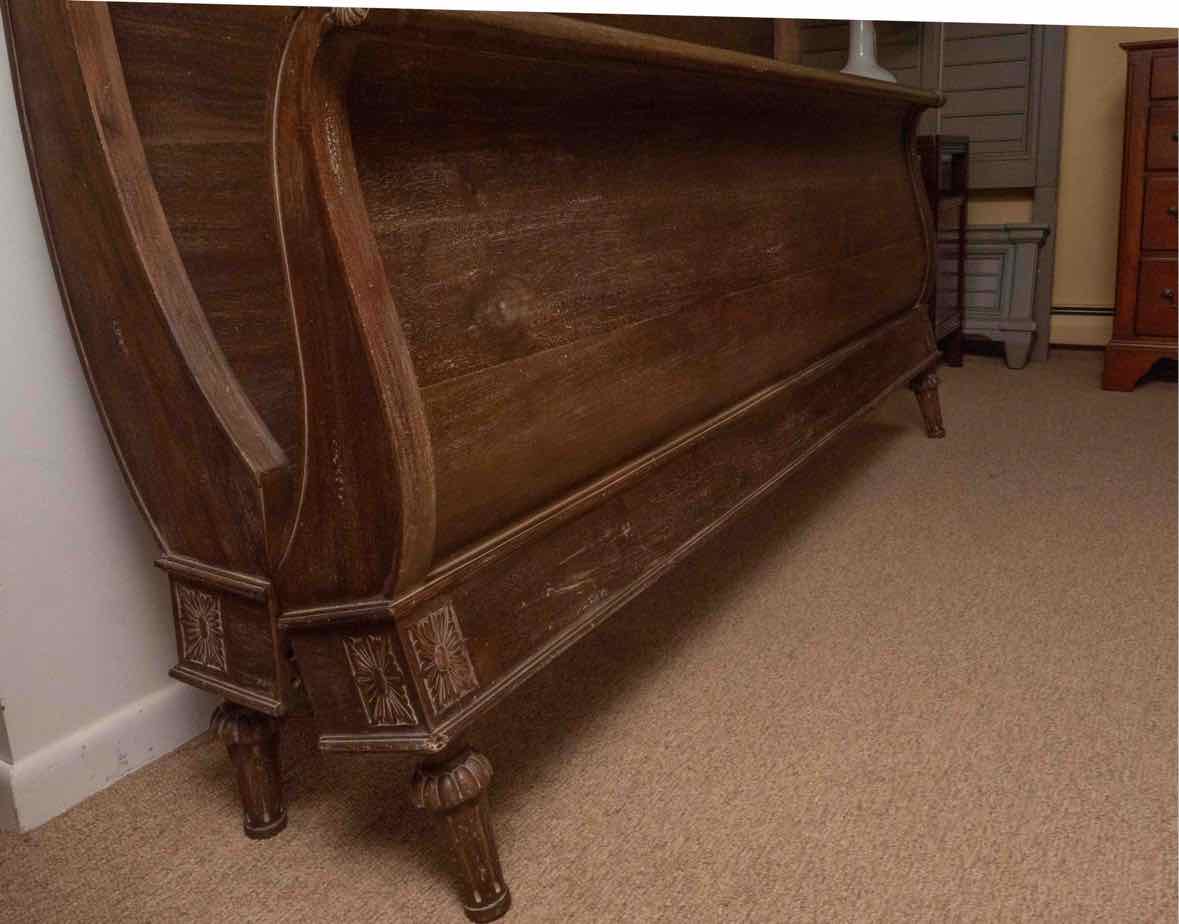 King Sleigh Bed in Espresso Distressed Finish