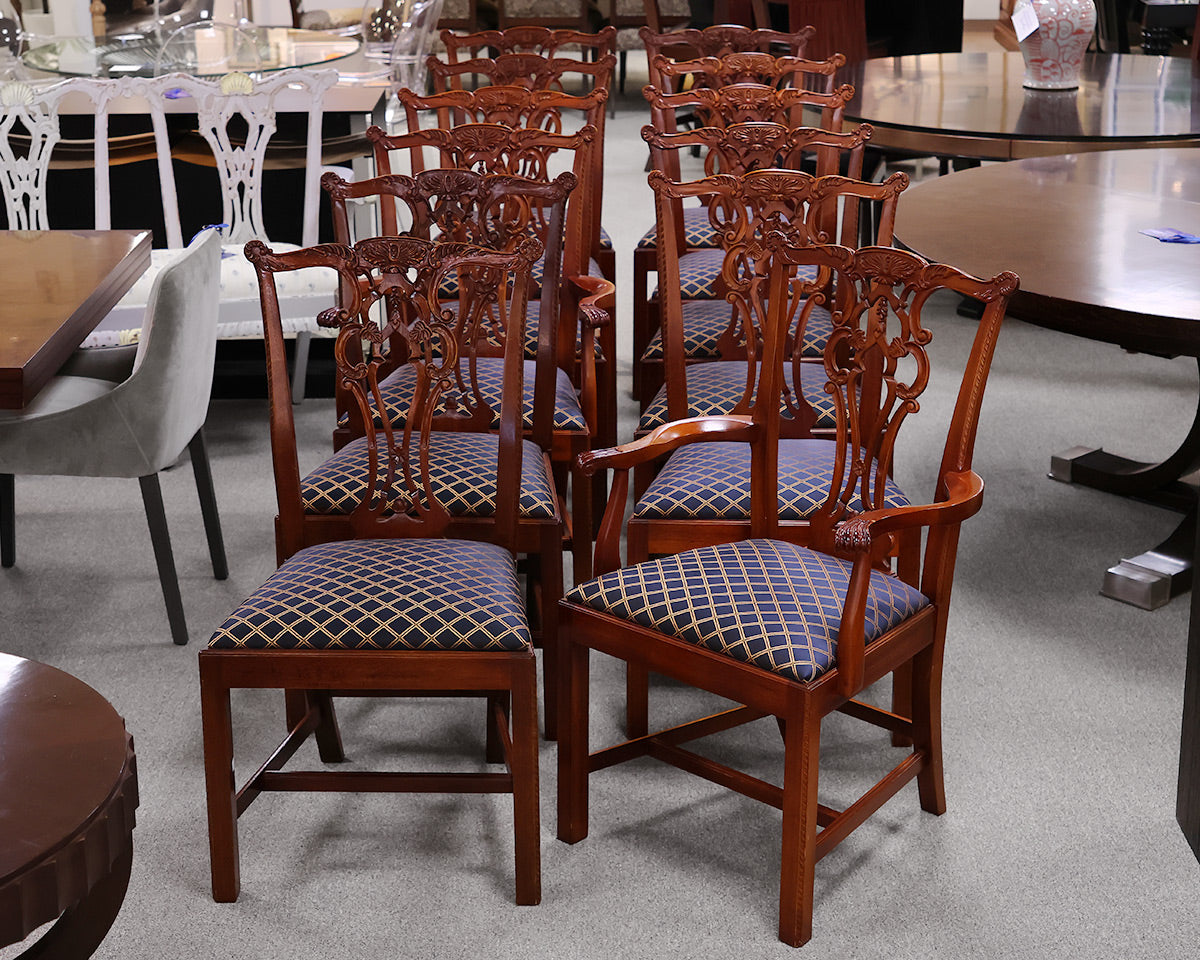 Set of 12 Chippendale Dining Chairs