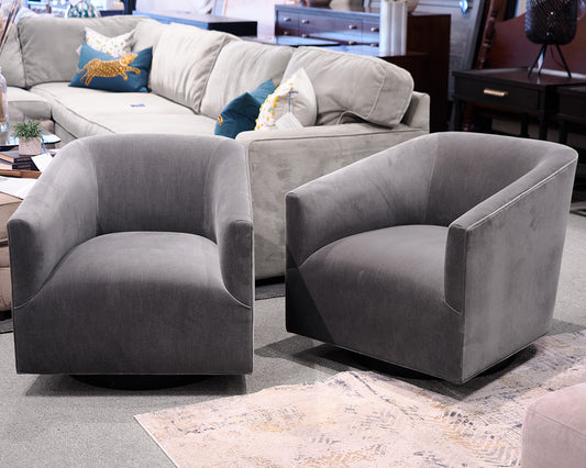 Pair of RH "Italian Shelter" Swivel Arm Chairs
