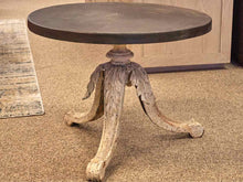 Round Rustic Metal Top Side Table