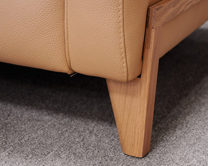 ROM Khaki Leather Sofa and Ottoman