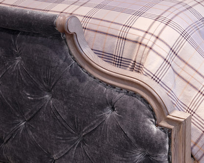 King Bed in Gray w/ Button Tufts