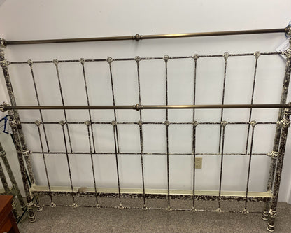Domain French King Iron Sleigh Bed in Brass Finish with Scrolled Finials