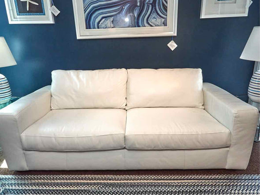 Ellis Home White Leather 2 Cushion  Sofa