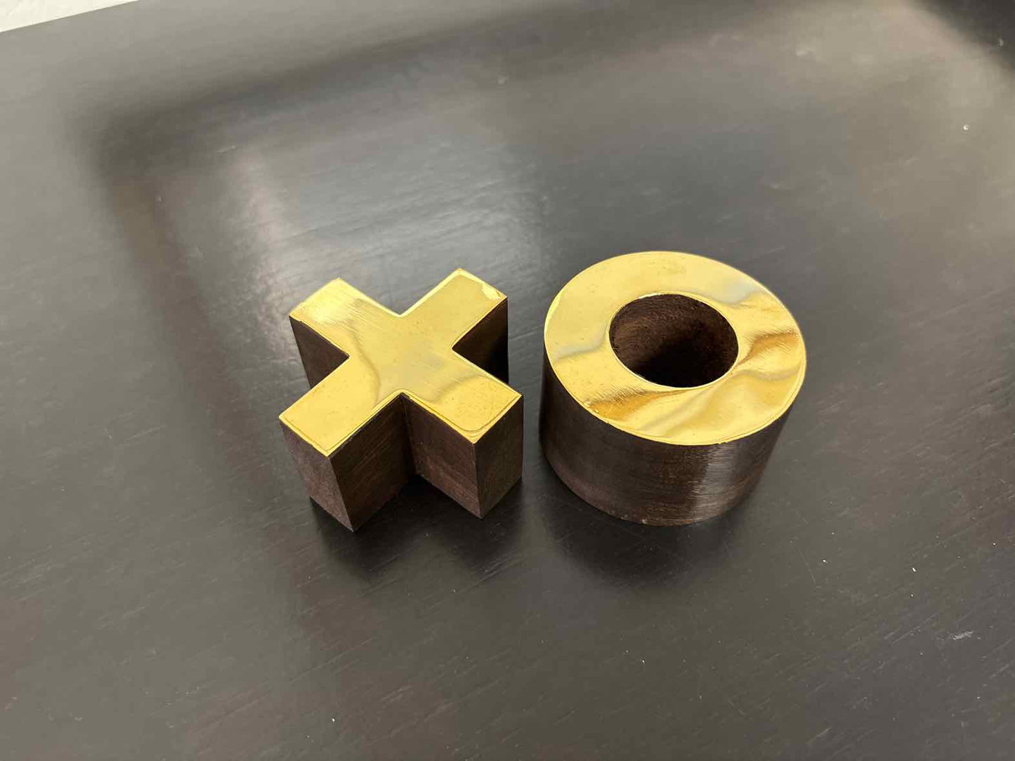 Gold Tic-Tac-Toe in Black Tray