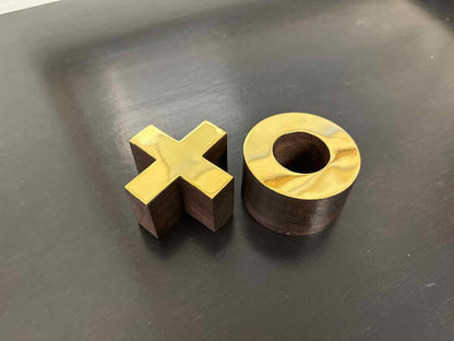 Gold Tic-Tac-Toe in Black Tray