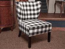 Pair Of  Black & White Buffalo Check Nailhead Trim Chairs
