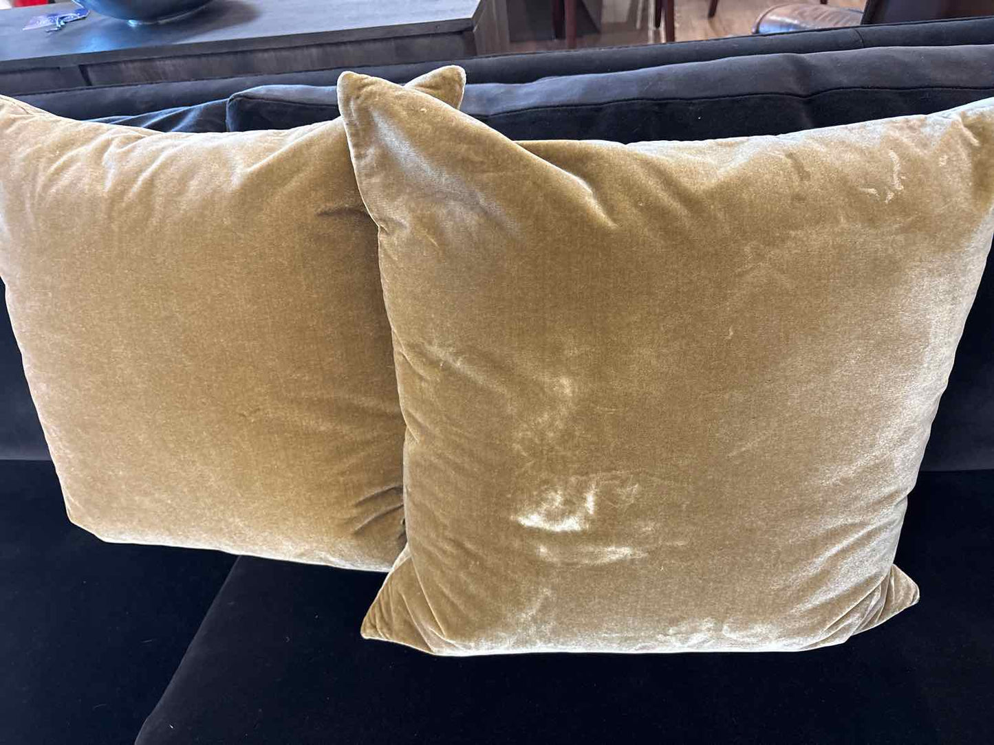 Pair of Antique Gold Velvet Accent Pillows