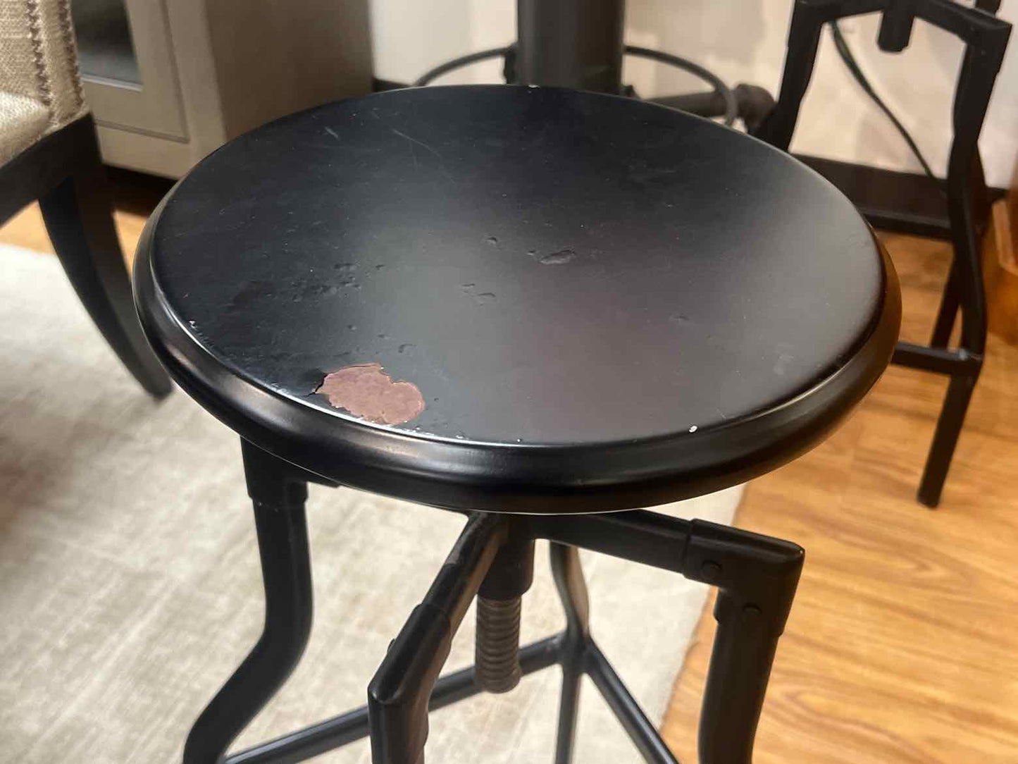 Industrial Wood Top Pub Table w/ Two Stools