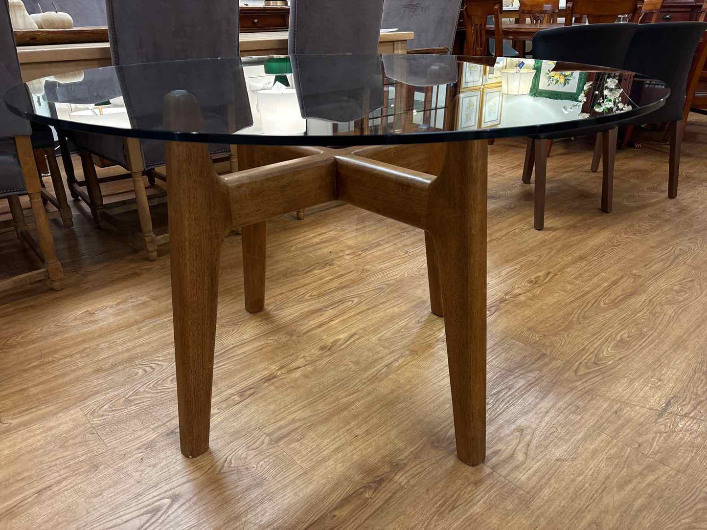 Crate & Barrel 'Tate' Glass Top Dining Table
