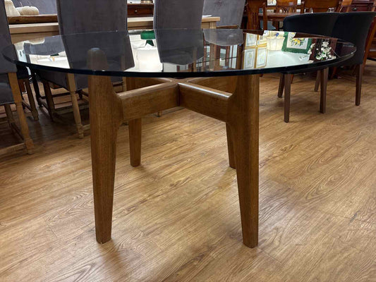 Crate & Barrel 'Tate' Glass Top Dining Table
