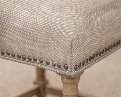 Restoration Hardware Pair Of Upholstered Taupe  Dining Chairs W/ Nailhead Trim
