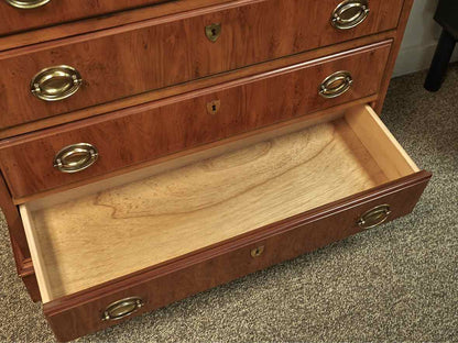 Drexel Inlaid Burlwood Five Drawer Petite Chest