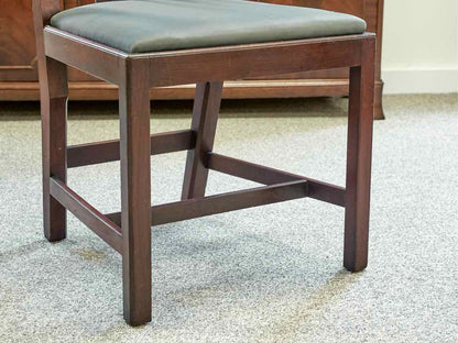 Set of Mahogany Chippendale Style  Dining Chairs with Grey Upholstered Seats