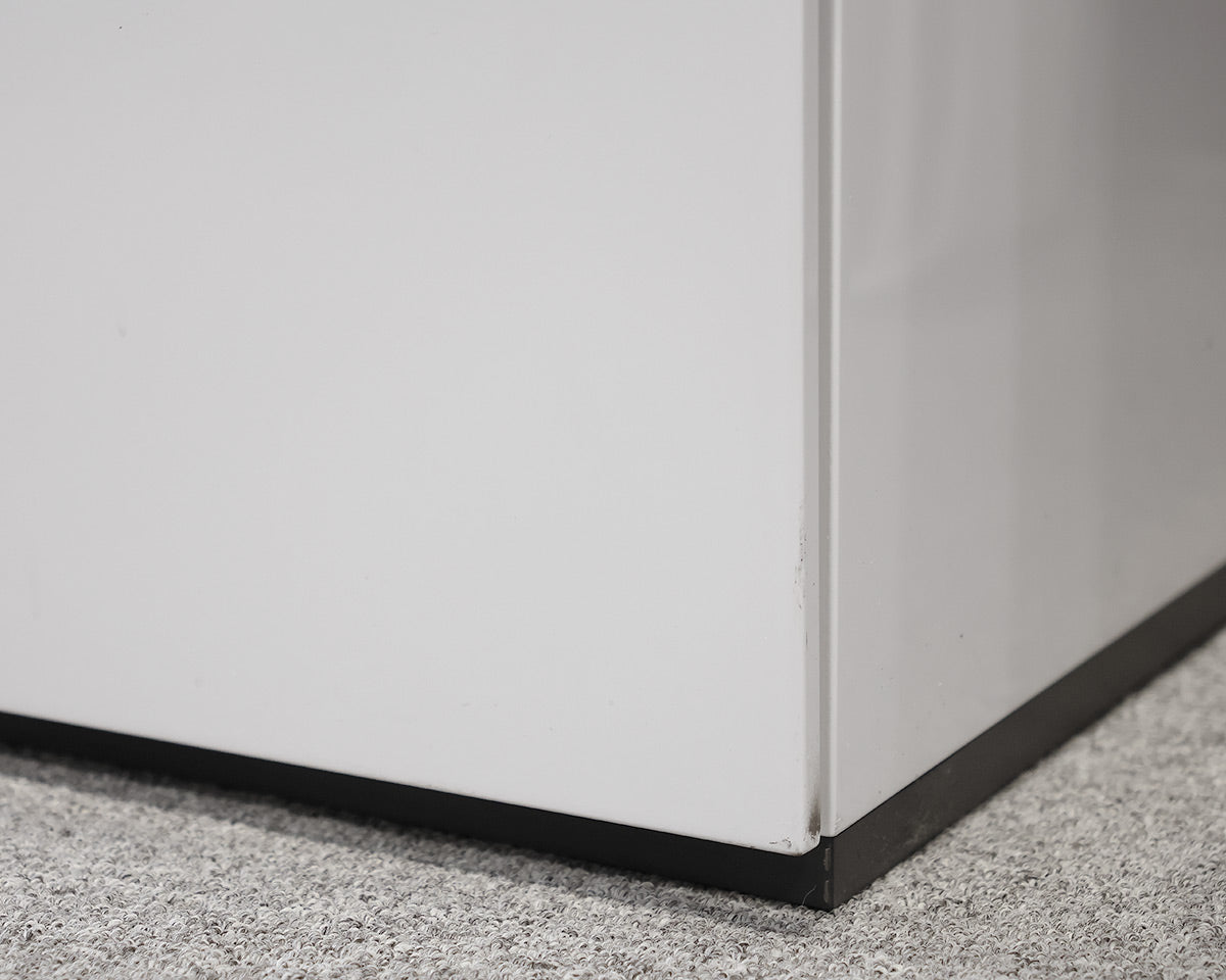 Three Drawer White Lacquer Nightstands