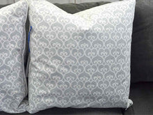 Pair of Grey and White Print Accent Pillows