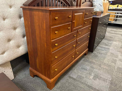 Cherry 10-Drawer Dresser and Mirror