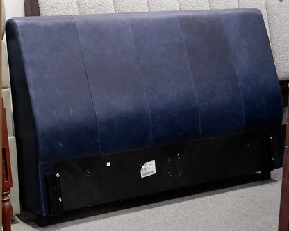 Blue Leather Queen Headboard Only