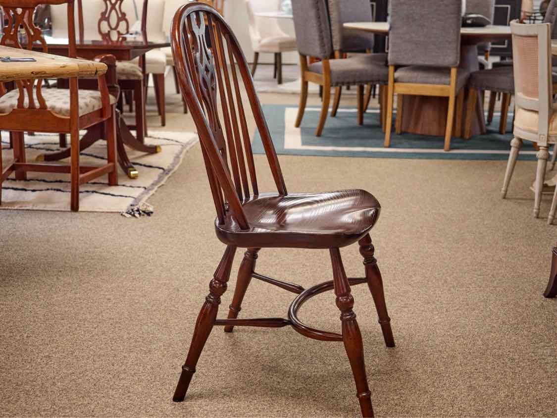 Set of Six Antique Colonial Solid Oak Side Chairs