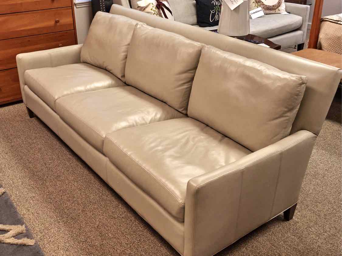 Boston Interiors Leather Sofa in Light Gray