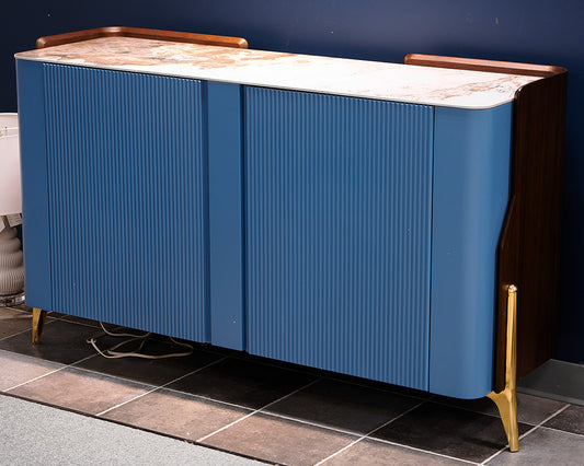 MCM Reeded Cabinet With Stone Top