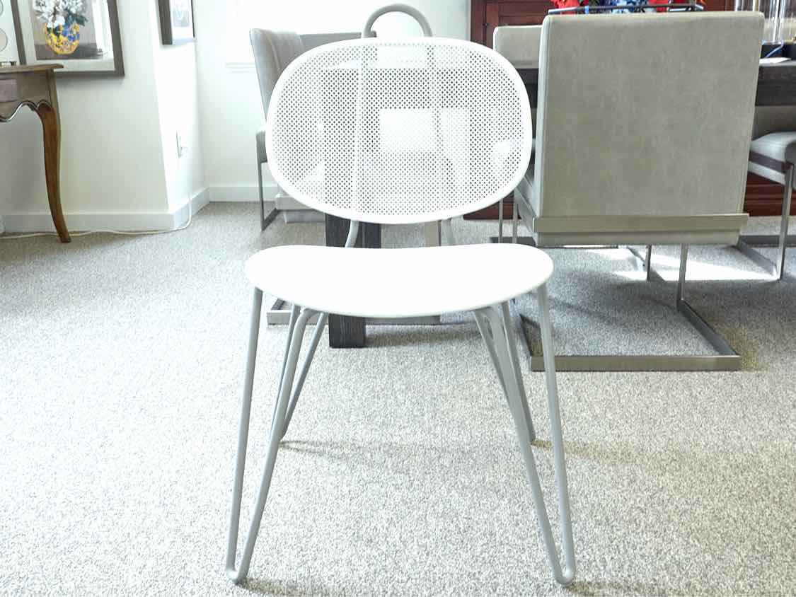 Set of 6 Crate & Barrel  ' Paola Navone' White Metal Dining Chairs