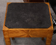 MCM Oak Accent Table With Blue Stone Top