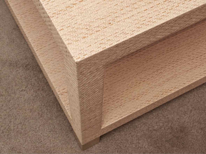 Grass Cloth Cocktail Table with Brass Feet
