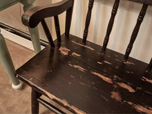 Distressed Black Finish Deacon's Bench