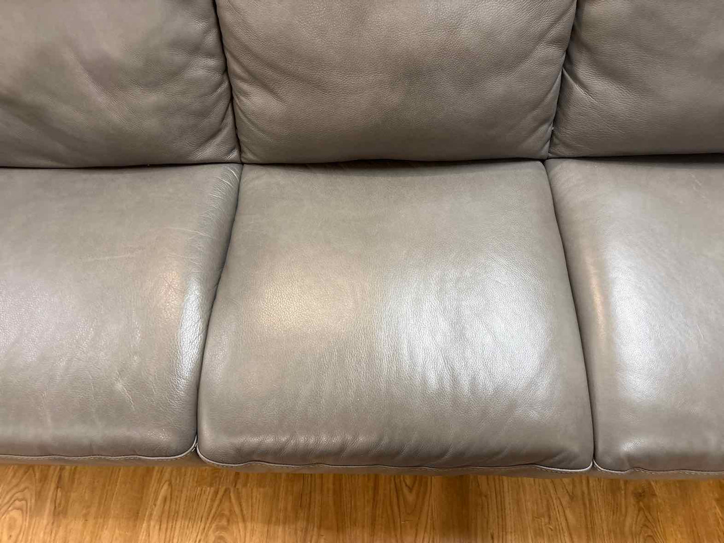 Natuzzi Grey Leather 3-Seat Sofa