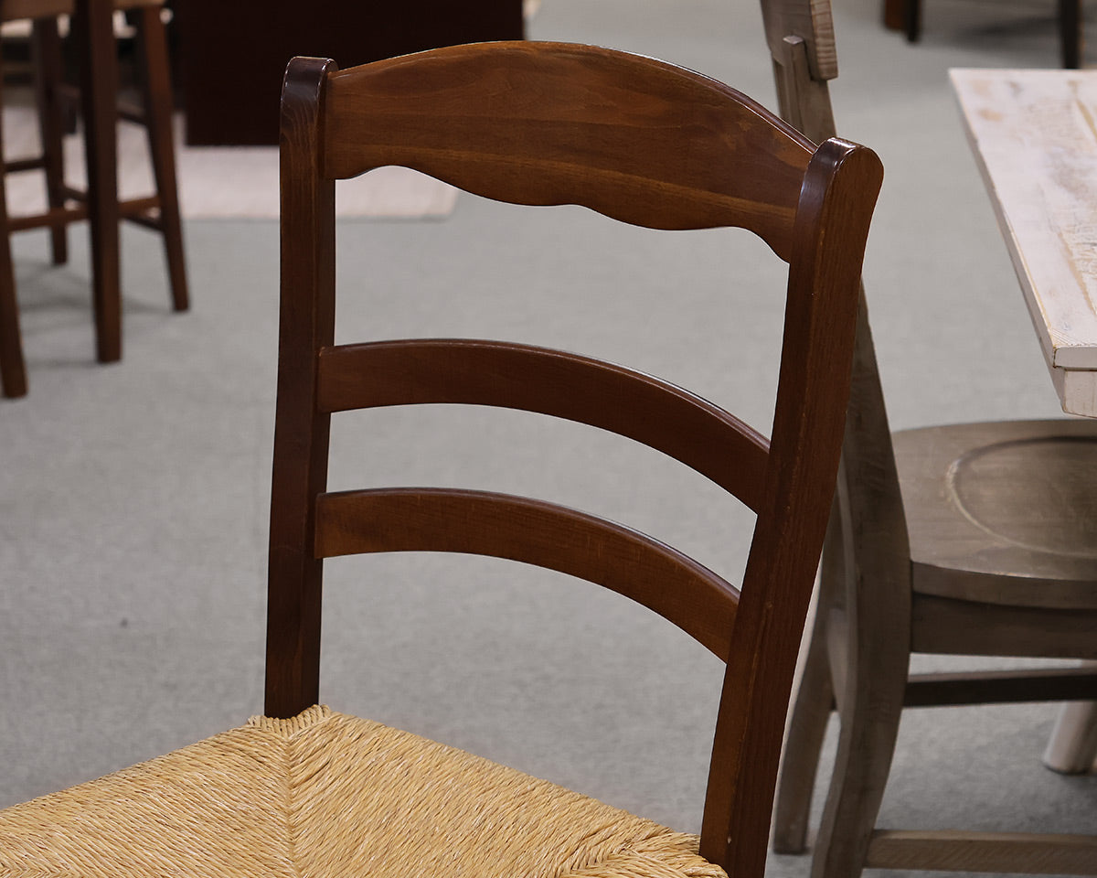 Farmhouse Extending Dining Table in Dark Oak with Set of 8 Ladder Back Chairs