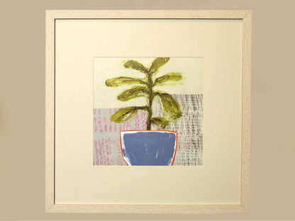 "Native Bud I" Matted Print in Whitewashed Textured Frame