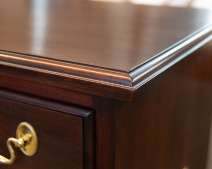 Henkel Harris Mahogany Bedside Chest with Brass Chippendale Pulls